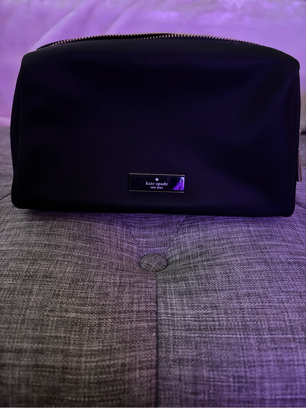 kate spade Black Men's Toiletry Dopp Kit with Brass Accent